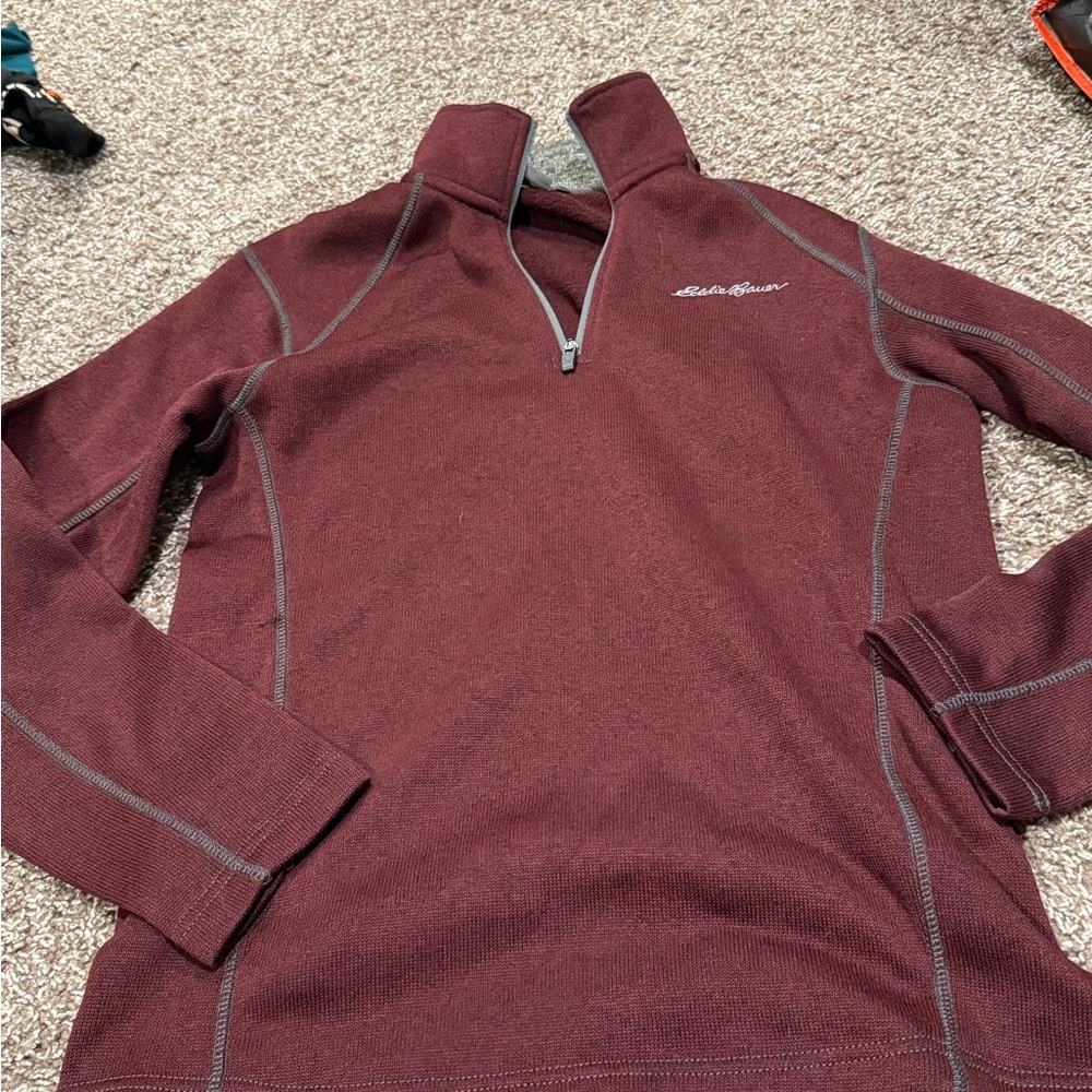 🍓Eddie Bauer Burgundy Quarter-Zip Sweater
